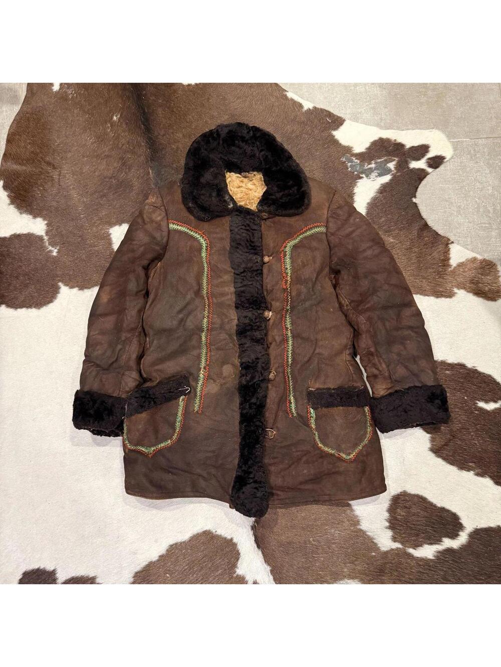 Vintage 70s Brown Suede Afghan Coat with Black Fur 🖤🤎